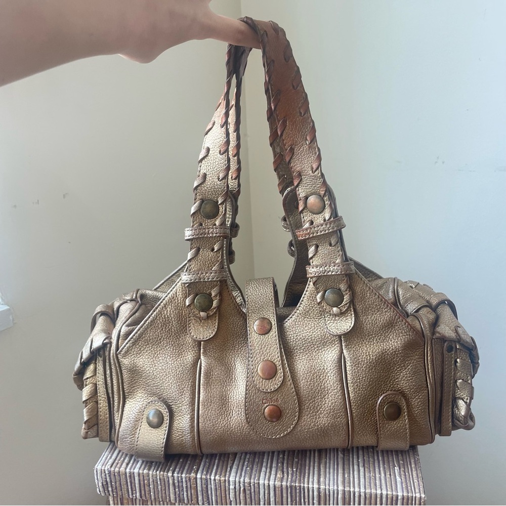 Chloe Silverado gold leather bag
